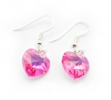 Pink Crystal Heart Earrings 